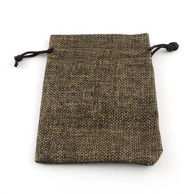 Polyester Imitation Burlap Packing Pouches Drawstring Bags ABAG-R005-9x7-05-1