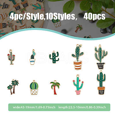 40Pcs 10 Styles Alloy Enamel Pendants ENAM-HY0001-31-1
