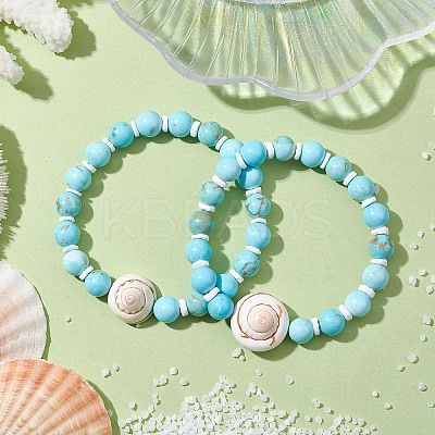 Summer Beach Natural Shiva Eye Shell Bead Bracelets X-BJEW-JB10313-03-1