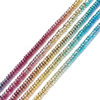 Rainbow Color Electroplate Non-magnetic Synthetic Hematite Beads Strands G-L489-F01-1