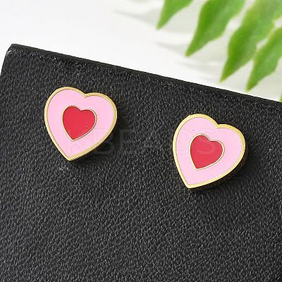 304 Stainless Steel Enamel Stud Earrings STAS-E502-01G-03-1