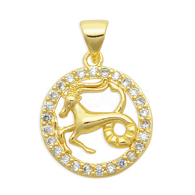 Brass Micro Pave Clear Cubic Zirconia Pendants KK-N241-LA823-2-NR-1