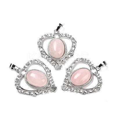 Natural Rose Quartz Pendants G-I322-04P-12-1