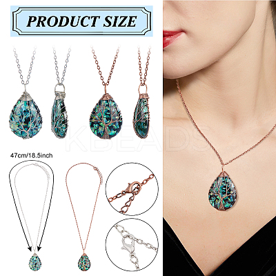 4Pcs 2 Colors Teardrop Pendant Necklaces Set NJEW-BC0001-04-1