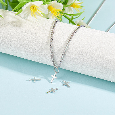 4Pcs Rhodium Plated 925 Sterling Silver Cross Charms FIND-GO0002-62A-1