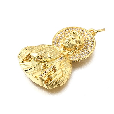 Brass Micro Pave Cubic Zirconia Pendants KK-S523-20G-B-1