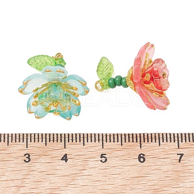 Acrylic & Glass Seed Beaded Pendants PALLOY-MZ01316-1