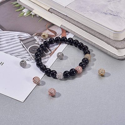 Rack Plating Brass Cubic Zirconia Beads ZIRC-NB0001-09-1