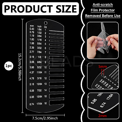 1Pc Rectangle Acrylic Leather Thickness Gauge TOOL-BC0003-38-1