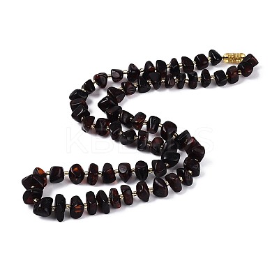 Natural Amber Nuggets Graduated Beaded Necklaces NJEW-T019-05-1