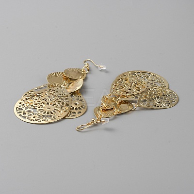 Teardrop with Flower Alloy Chandelier Earrings EJEW-WH0010-38G-1