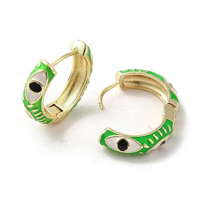 Horse Eye Real 18K Gold Plated Brass Hoop Earrings EJEW-Q797-07G-05-1