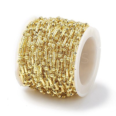 Brass Column & Round Beaded Link Chains CHC-P016-14G-01-1