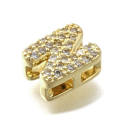Brass Micro Pave Cubic Zirconia Letter Multi-Strand Links KK-D295-32G-14-1