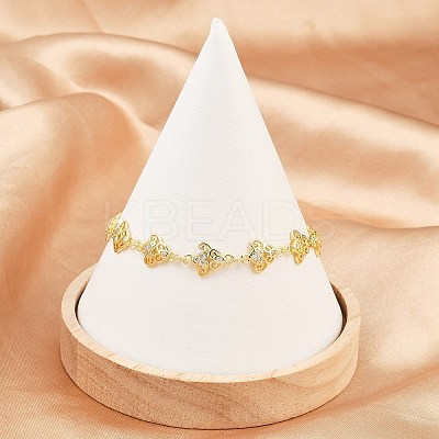 Brass Micro Pave Clear Cubic Zirconia Link Chain Bracelets for Women BJEW-A090-09F-G-1