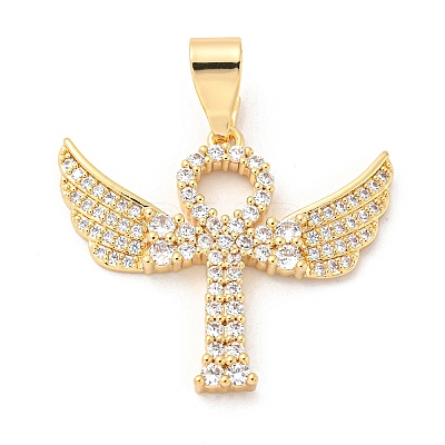 Brass Micro Pave Cubic Zirconia Pendants KK-P250-02G-1