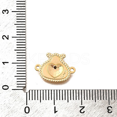 Brass Love Heart Money Bag Connector Charms KK-B152-15G-1