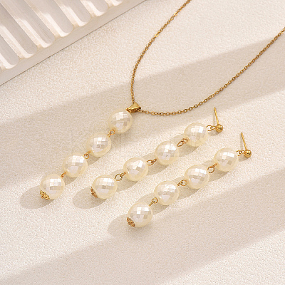 Elegant Round Plastic Imitation Pearl Pendant Necklaces & Earrings Set for Women GY5853-1