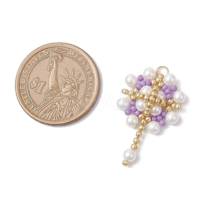 Glass Seed Beaded Flower Pendants PALLOY-MZ00827-03-1