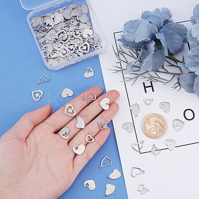 128Pcs 8 Style 201 Stainless Steel Charms STAS-UN0029-48-1