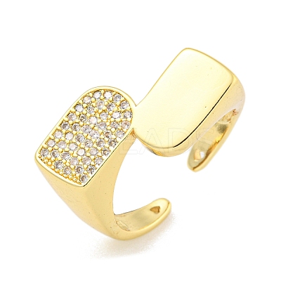 Clear Cubic Zirconia Bypass Arch Open Cuff Ring RJEW-L121-007G-1