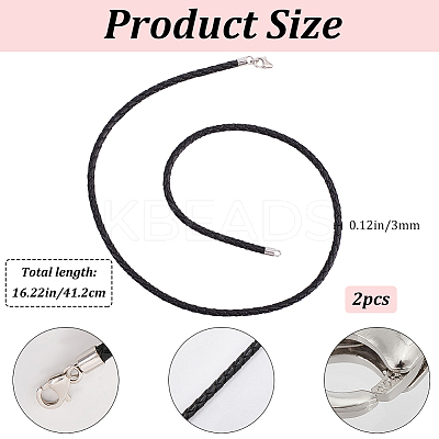 2Pcs Braided Round Leather Cord Necklace Making NJEW-BBC0001-19A-01-1
