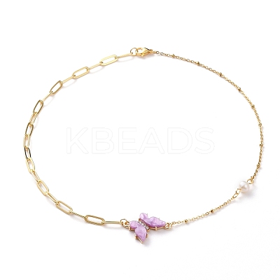 Brass Micro Pave Cubic Zirconia Butterfly Pendant Necklaces NJEW-JN03239-1
