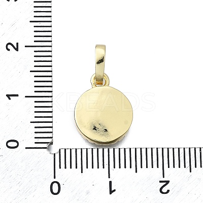Brass Micro Pave Clear Cubic Zirconia Flat Round Charms KK-V010-25G-1