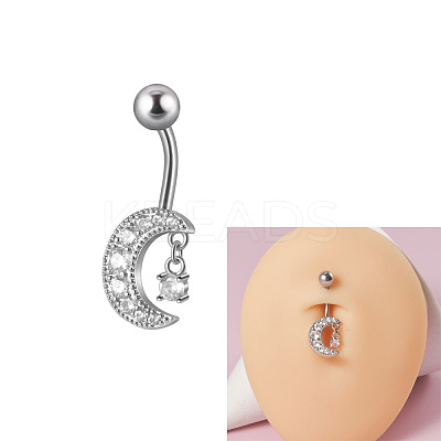 304 Stainless Steel with Crystal Rhinestone Belly Rings FS-WG2C664-06-1