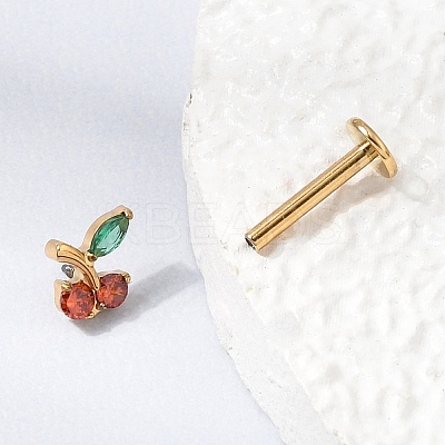 F136 Titanium Pave Cubic Zirconia Fruit Internally Threaded Labrets ME-CBA9828-06B-G-1