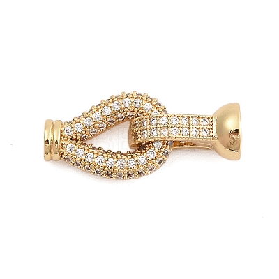 Brass Micro Pave Clear Cubic Zirconia Fold Over Clasps KK-C075-01G-1