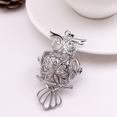 Brass Bead Cage Pendants FIND-PW0008-05P-1