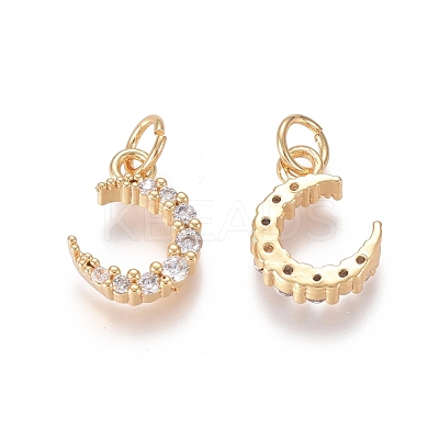Brass Micro Pave Clear Cubic Zirconia Charms ZIRC-I036-02G-1