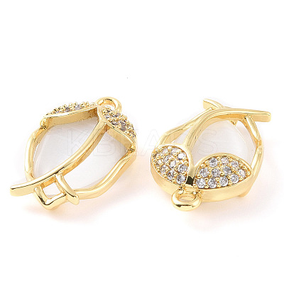 Brass Micro Pave Clear Cubic Zirconia Pendants ZIRC-F133-05G-1