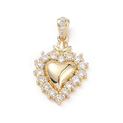 Rack Plating Brass Micro Pave Clear Cubic Zirconia Pendants KK-L155-64G-1