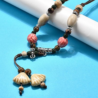 Ethnic Style Alloy & Porcelain Ceramic Beads Pendant Tassel Y Necklaces LS-NJEW-D308-03A-1