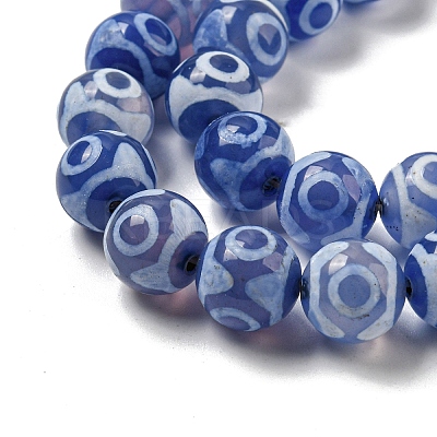 Blue Tibetan Style dZi Beads Strands TDZI-NH0001-A03-02-1
