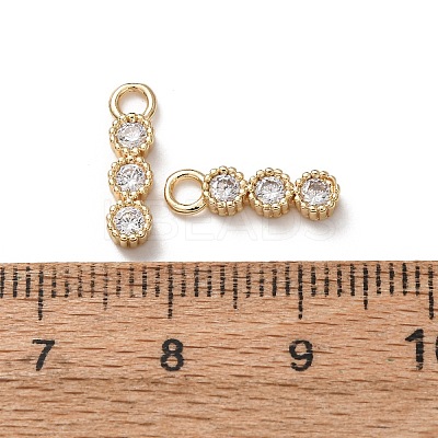 Brass Micro Pave Clear Cubic Zirconia Charms KK-C253-02B-G-1