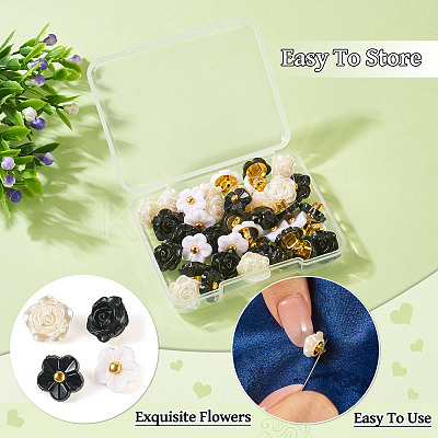 40Pcs 2 Styles 1-Hole ABS Plastic Buttons BUTT-TA0001-32-1