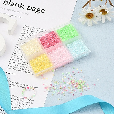 4800Pcs 6 Colors 12/0 Imitation Jade Glass Seed Beads SEED-YW0001-30-1