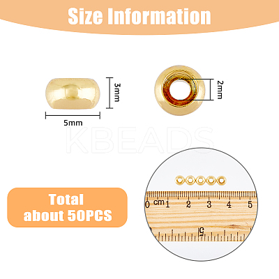 50Pcs Rondelle Brass Spacer Beads KK-HY0001-11-1