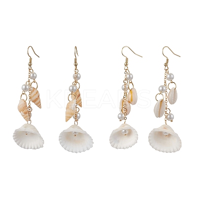 304 Stainless Steel Shell Shape Dangle Earrings EJEW-JE06382-1