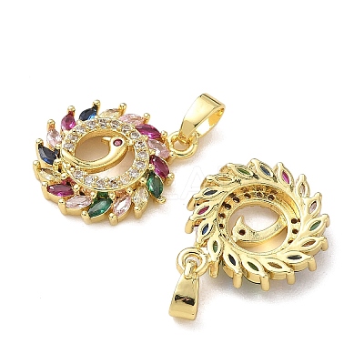 Brass Micro Pave Cubic Zirconia Pendants KK-P334-31G-1