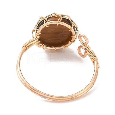 Natural Mixed Gemstone Half Round Open Cuff Rings RJEW-JR00574-1