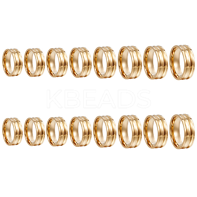 16Pcs 8 Styles 201 Stainless Steel Grooved Finger Ring Settings STAS-SC0010-64-1