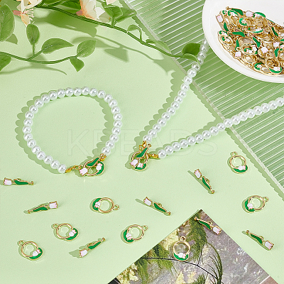 40Pcs 2 Styles Tulip Alloy Enamel Pendants FIND-PH0021-39-1