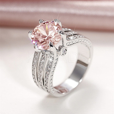 Brass Micro Pave Cubic Zirconia Finger Rings for Women FS-WGB56BB-23-1