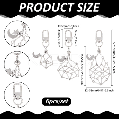 6Pcs Brass Macrame Pouch Empty Stone Holder Pendant Decoration HJEW-PH02189-1