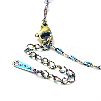 Ion Plating(IP) 304 Stainless Steel Dapped Chain Necklace for Men Women NJEW-E076-02M-1