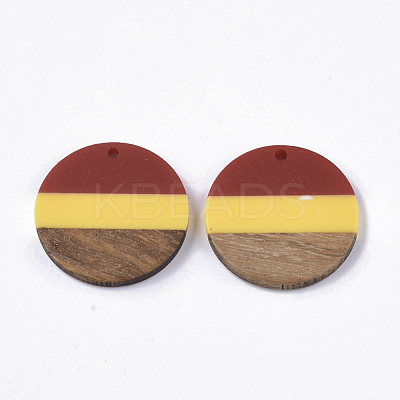 Tri-color Resin & Walnut Wood Pendants RESI-S358-78M-1